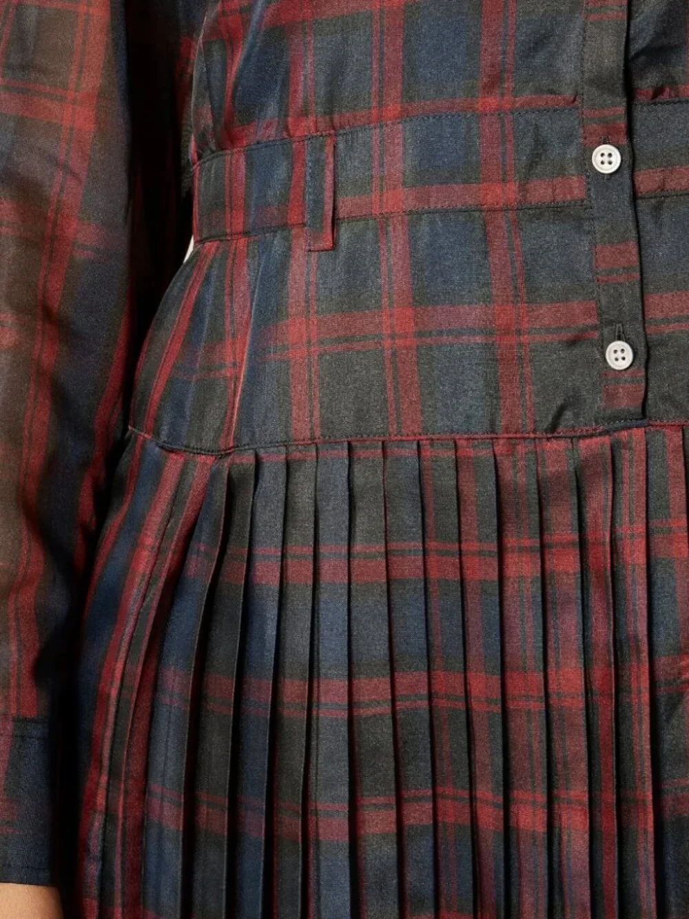 NWT J. Crew Pleated Shirt Dress Navy Red Multi Stewart Tartan Print Pleated Sz 4